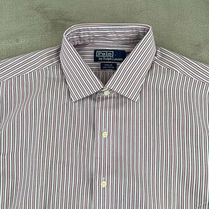 Vintage‎ Polo Ralph Lauren Shirt Men 16.5 33 Pink Striped French Cuffs Phillip